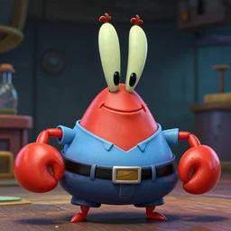 portrait of mr krabs at the krusty krab, eugene krabs, anthropomorphic crab, stalk eyes, octane, zbrush, hdr 8 k trending in artstation
