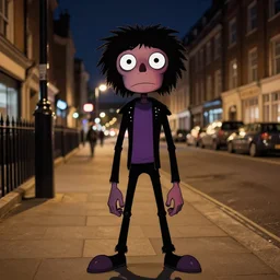 murdoc niccals on an urban London street at night, 2001, gorillaz phase 1