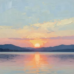 Nature, photorealistic, image, 4k, landscape,sunset,water, detailed, stylized, loose, brush, strokes, pastel