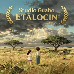 background of a studio ghibli movie set in the savanna of etalocin