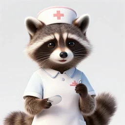 racoon as nurse, by artgerm and beeple,
