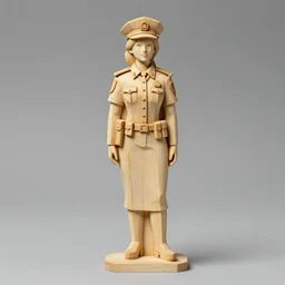laser cut wood statue of a policewoman, archive museum photograph