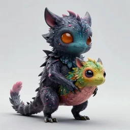 a lovecraftian creature carrying another creature, adorable and whimsical,, fantasy, elegant, digital painting, artstation, unreal engine, octane render, concept art, matte, sharp focus, vibrant colors, high contrast, illustration, art by justin gerard