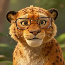 jeff goldblum as an anthropomorphic panther wearing glasses in the style of zootopia