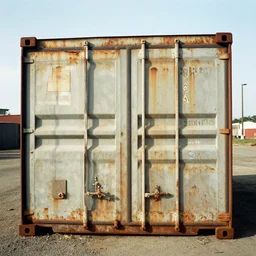 rusty shipping container, expired film,