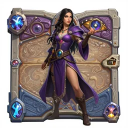 Full body Hearthstone official professional art, with realistic beautiful face & eyes. A sorceress finding a treasure. Insanely coherent and well drawned physical body parts (face, arms, legs, hair, eyes). Full body, sharp focus, 8k high definition, insanely detailed, intricate, elegant, smooth, sharp focus, ArtStation
