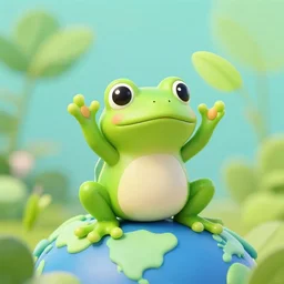 a cute frog dreaming about taking over the world, 3 5 mm photograph