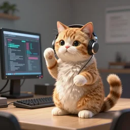 funky programmer cat listen to some music, extremely detailed, sharp focus, wide view, full body shot, smooth, digital illustration, by james jean, by rossdraws, frank franzzeta, mcbess, sakimichan, brosmin, danton fadeev, steve simpson