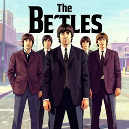 The Beatles (1967) in GTA V, cover art by Stephen Bliss, artstation, no text