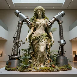 museum sculpture inspired by mother nature supplanting ai machinery