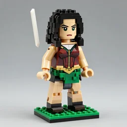 lego sculpture of gal gadot