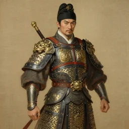 attractive male with armor, ming dynasty, character design, painting by gaston bussiere, craig mullins, j. c. leyendecker, tom of finland