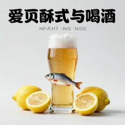 craft beer with fish and lemons. marketing image, studio lighting, 8 5 mm 4 k