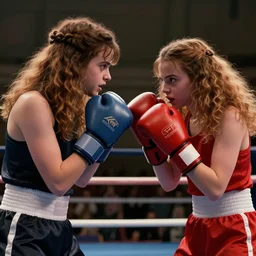 ron vs hermione boxing, candid photography, 8 k uhd, highly detailed, accurate, filmic, unreal engine 5