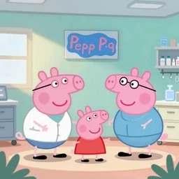 doctors trying to save peppa pig's life at the hospital