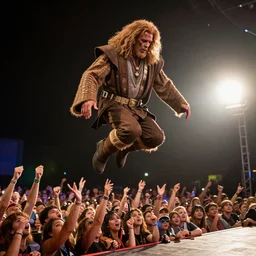 photo still of admiral ackbar at the vans warped tour!!!!!!!! at age 3 6 years old 3 6 years of age!!!!!!!! stage diving into the crowd, 8 k, 8 5 mm f 1. 8, studio lighting, rim light, right side key light