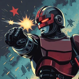 robocop punching air. communist propaganda poster. award winning, trending on artstation, 8 k hd, detailed. n - 4