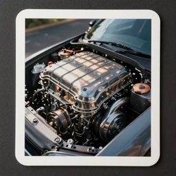 car engine, concept,  card form, Shinkawa Yōji style
