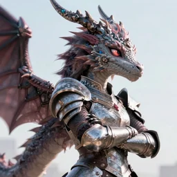stunning cinematic elegant back end shot with and upward angle, of a beautiful female knight, but as a hot anthropomorphic female dragon, well designed highly detailed cute female dragon head with slick eyes, looking back at the camera, well armored, detailed claws, arms crossed, HD octane render, fantasy, furry art, Artstation, Deviantart, Furaffinity