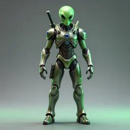 alien action figure, octane render, highly detailed, intricate, ue 5, stage lighting, green lighting