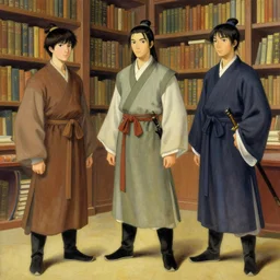 wuxia, library, character design, colorful, painting by gaston bussiere, craig mullins, j. c. leyendecker
