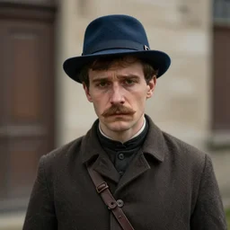 thirty years old lee evans ( he has no mustache ) as a ( ( sad ) ), ( ( whimsical ) ) 1 9 th century eastern european postman. detailed soft focus interesting lights, portrait by velasquez