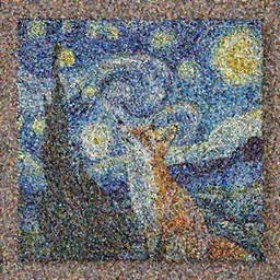 a centred painting of a fox looking up at the stars in the style of Starry Night, highly detailed, trending on artstation