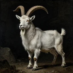 the celestial wise goat, fantasy, h.p. Lovecraft, highly detailed, Francisco de Goya, HD, 8k,