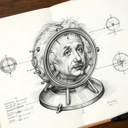 Very detailed functional time machine blueprint by Albert Einstein