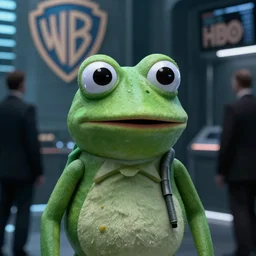 pepe frog as morpheus, film still the matrix, simulation scene, high quality, hd, 4 k, warner, hbo, cinema frame, screenshot