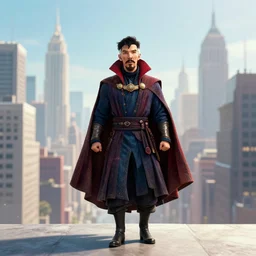 ( ( ( cityscape ) ) ), [ [ [ doctor strange ] ] ], vaporwave, synthwave, glowing neon lights, detailed illustration, octane render, god rays, intricate, epic lighting, cinematic composition, hyper realistic, 8 k resolution, unreal engine 5, by artgerm, tooth wu, dan mumford, beeple, wlop, artstation