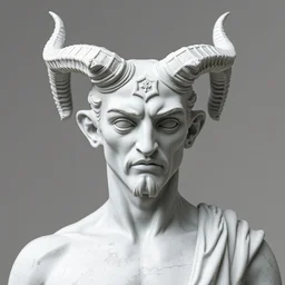 statue of demon by michelangelo bust, white natural marble, sub scatter surface sss raytracing, octane render, unreal engine