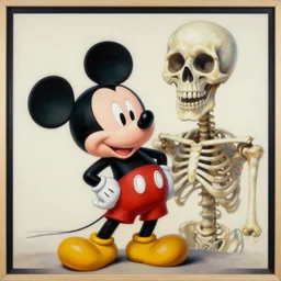 an oil painting of mickey mouse skeletor by jeff easley and earl norem, american realism, poster art, highly detailed