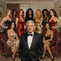 hyper realistic portrait of jerry seinfeld's harem of beautiful women locked in his apartment, painted by greg rutkowski wlop