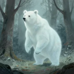 ghostly animal spirit, bear, ghostly forest, by ilya kuvshinov and rossdraws, artstation, deviantart, cgsociety