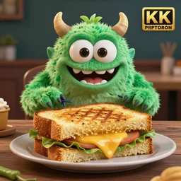 Grilled Cheese Cryptid Monster, 4k ultrarealistic