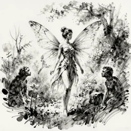 beautiful ink sketch, a fairy by ilya kuvshinov, krenz cushart and boris vallejo