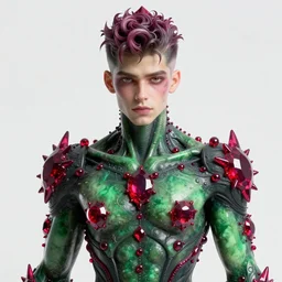 hyper detailed ultra sharp portrait of baroque and bladerunner delicate neon ruby sculpture of seductive albino zayn malik gorilla green radioactive humanoid deity wearing metallic hoody made out of leaves holding the sun prismatic dungeon, glowing rainbow face, crown of white diamonds, cinematic lighting, photorealistic, octane render 8 k depth of field 3 d