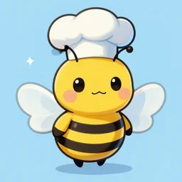 cute bee wearing chef hat painting art, trending on artstation