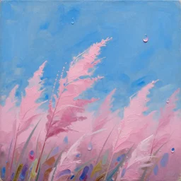 abstract typography art, oil, canvas, drops, textured, expressive, happiness, cAlm, chill, pokras pampas, blue and pink, futuristic
