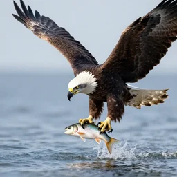 national geographics photo of an eagle catching a fish
