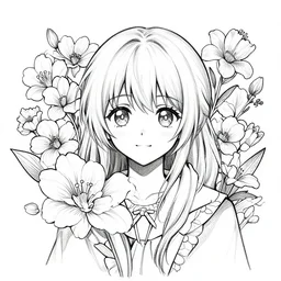 spring flowers, happy and beautiful, by jacdraws, thick black lineart, anime
