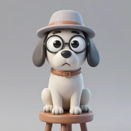a comic dog with large eyes wearing a tiny hat is sitting on a stool inside a burning room and drinking a cup of coffee, by Julien Carrasco, by Dean Ellis, surrealism, trending on artstation
