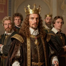 portrait of a dungeons and dragons king who looks like felipe vi, current king of spain in the style of ralph horsley, rossdraws, ilvya kuvshinov, big crown and elegant robes, stylized background, matte painting, maya, pixar, cinematic lighting, artstation, highly detailed, masterpiece, epic
