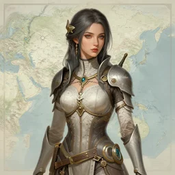 A full portrait of a beautiful post apocalyptic offworld map maker, intricate, elegant, highly detailed, digital painting, artstation, concept art, smooth, sharp focus, illustration, art by Krenz Cushart and Artem Demura and alphonse mucha