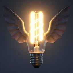 an incandescent lightbulb with batwings, digital painting, artstation, concept art, matte, sharp focus, illustration, surreal dream like