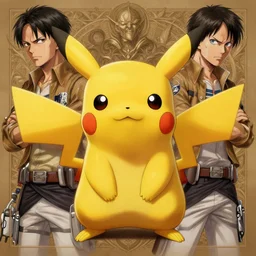 portrait of Pikachu from Pokémon, attack on titan, fantasy, intricate, elegant, highly detailed, digital painting, artstation, concept art, smooth, sharp focus, illustration, art by artgerm and greg rutkowski