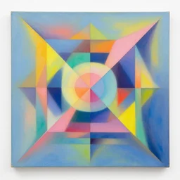 🌈 🕳 detailed geometric by shusei nagaoka, david rudnick, airbrush on canvas, pastell colours, cell shaded