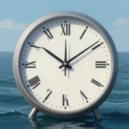 a clock floating on the sea, sharp focus, intricate, digital painting, trending on artstation, art by beeple