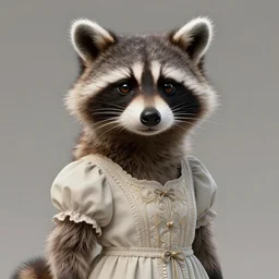 highly detailed portrait of anthropomorphic raccoon girl w wearing a dress, stephen bliss, unreal engine, fantasy art by greg rutkowski, art nouveau, loish, rhads, ferdinand knab, makoto shinkai and lois van baarle, ilya kuvshinov, rossdraws, tom bagshaw, alphonse mucha, global illumination, radiant light, detailed and intricate environment